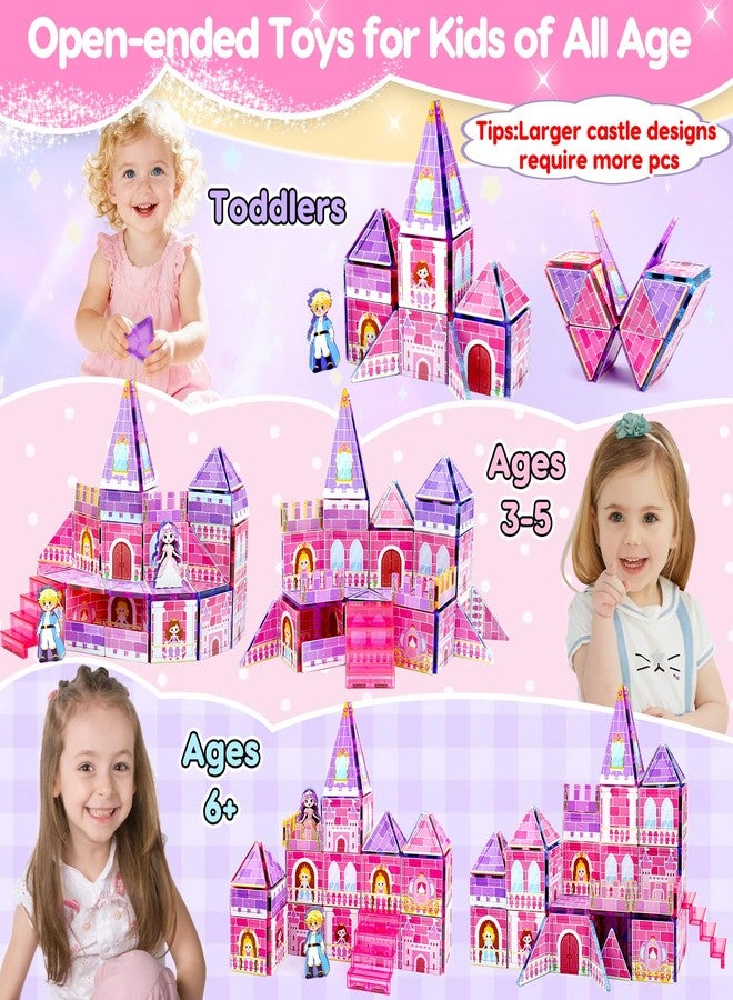 Tsomtto Magnetic Tiles for Girls - Princess Magnetic Blocks Building Toys for Kids Ages 3-5 4-8 Toddler STEM Educational Learning Sensory Toys for 3 4 5 6 7 8 9+ Year Old Boys Girls Valentine Birthday Gifts - Image 3